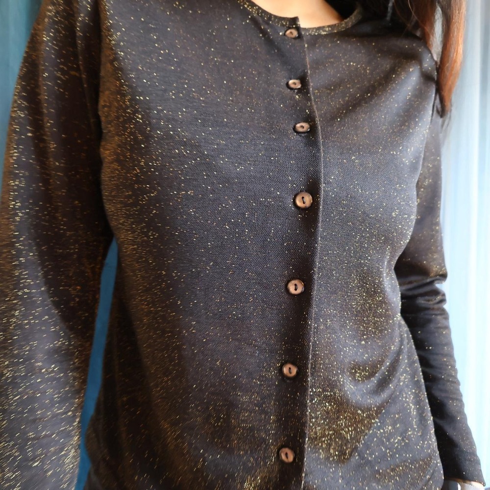 Metallic Gold Mesh Semi-Sheer Cardi / Shirt